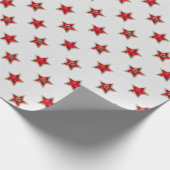Rode geruite kerststerren cadeaupapier (Hoek)