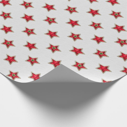 Rode geruite kerststerren cadeaupapier (Hoek)