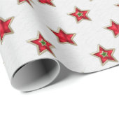Rode geruite kerststerren cadeaupapier (Rol Hoek)