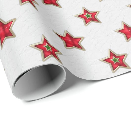 Rode geruite kerststerren cadeaupapier (Rol Hoek)