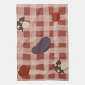 Rode geruite keukenhanddoek met groenten (Verticaal)