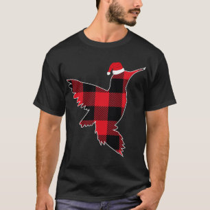 Rode geruite kolibrie Santa Hat Kerstmis Pyjama F T-shirt