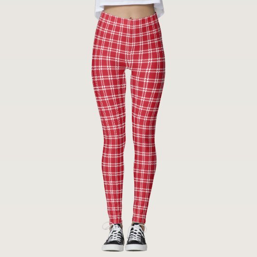 Rode geruite leggingen leggings (Voorkant)