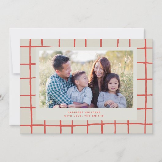 Rode geruite leuke fotovakantiekaart kaart (Voorkant)