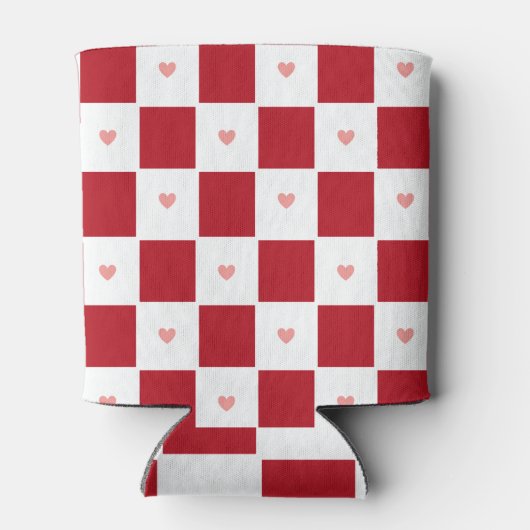 Rode geruite liefde Koelbox Blikjeskoeler (Achterkant)