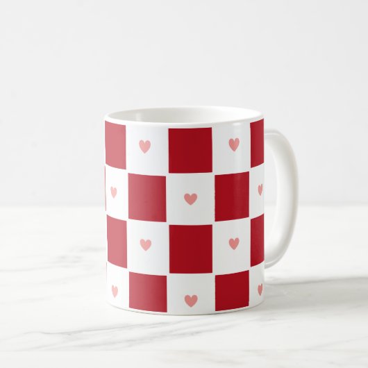 Rode geruite liefde Mok (Voorkant rechts)