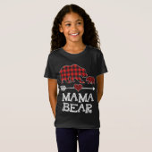 Rode geruite mama beer één welpje bijpassende buff t-shirt (Voorkant volledig)