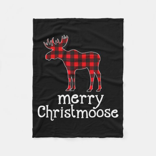 Rode geruite Merry Christmoose Kerst T-shirt Eland Fleece Deken (Voorkant)