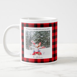 Rode geruite monogram 2 foto Kerst mok