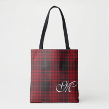 Rode geruite monogramtassen