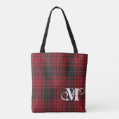 Rode geruite monogramtassen tote bag (Achterkant)