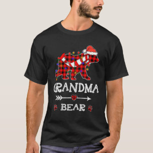 Rode geruite oma-beer kerst Santa-familie T-shirt