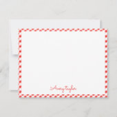 Rode geruite patronen gepersonaliseerde briefpapie notitiekaartje (Voorkant)