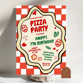 Rode geruite Pizza Feest Italiaanse Kinderen Verja Kaart