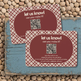 Rode geruite QR-code trouw-RSVP bijlage RSVP Kaartje