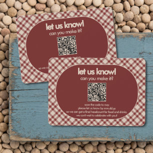 Rode geruite QR-code trouw-RSVP bijlage RSVP Kaartje