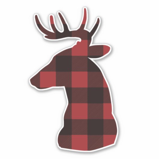 Rode geruite rendier sticker Sticker (Voorkant)