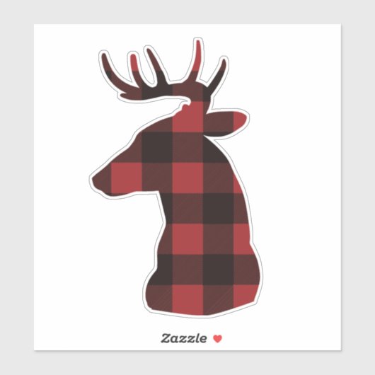 Rode geruite rendier sticker Sticker (Vel)