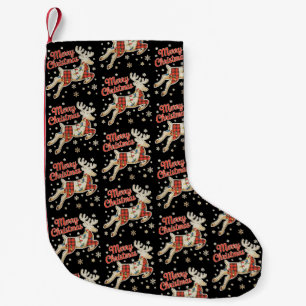 Rode geruite rendierbuffel vrolijk kerst pyjama kleine kerstsok