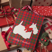 Rode geruite Schotse teef groet