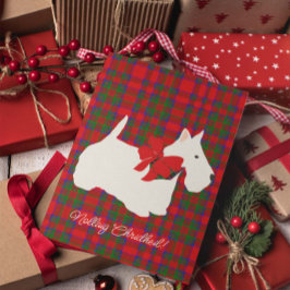 Rode geruite Schotse teef groet Feestdagen Kaart