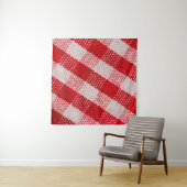 Rode geruite stof tafelkleed patroon textuur achte wandkleed (In situ)