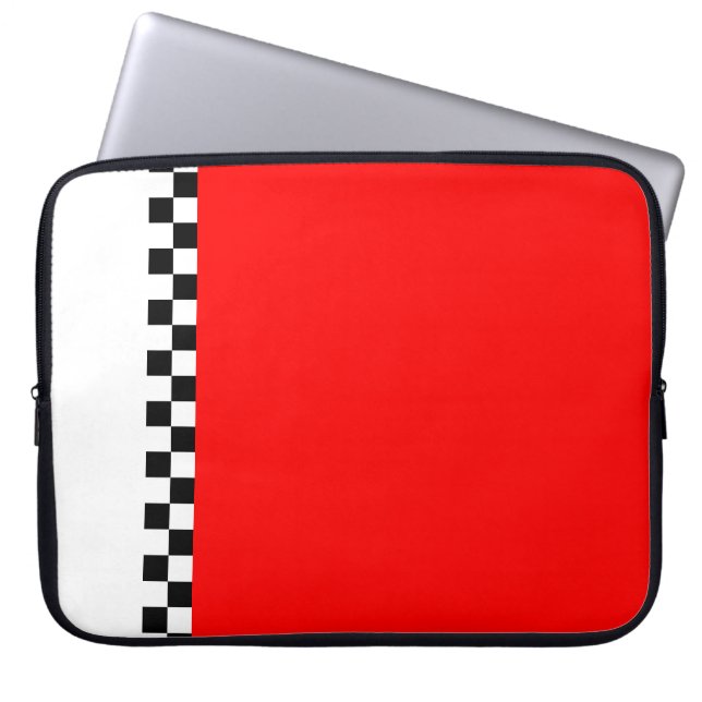 rode geruite streep laptop sleeve (Voorkant)