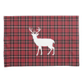Rode geruite tartan ruitpatroon Witte herten Kussensloop (Voorkant-Rechts)