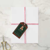 Rode geruite teddybeer kerstcadeautags  cadeaulabel (Met Touw)
