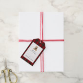 Rode geruite teddybeer Kerstmis Cadeaulabel (Met Touw)