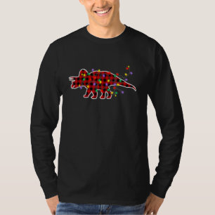 Rode geruite Triceratops dinosaurus kerst pyjama X T-shirt
