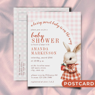 Rode Geruite Tuin Berry Sweet Bunny Baby shower Briefkaart