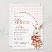 Rode Geruite Tuin Berry Sweet Bunny Baby shower Kaart (Voorkant)