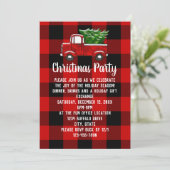 Rode geruite vrachtwagen rustieke land kerstfeest kaart (Staand voorkant)