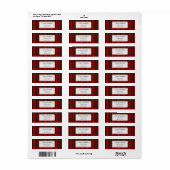 Rode geruite vrolijk kerst retouradres sticker (Full Sheet)