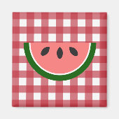 Rode geruite watermeloenmagneet magneet (Voorkant)