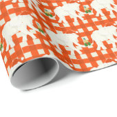 Rode geruite witte olifant kerstfeest cadeaupapier (Rol Hoek)
