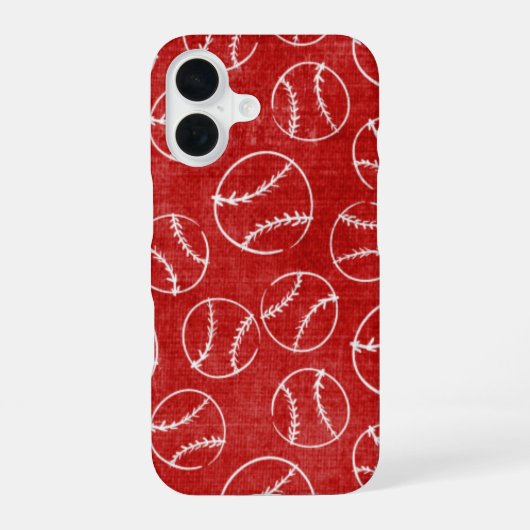 Rode Geschetste Honkbal iPhone 16 Hoesje (Achterkant)