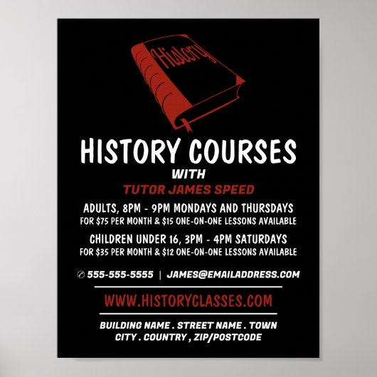 Rode geschiedenisboek, geschiedeniscursus Adverter Poster (Voorkant)