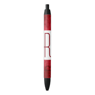 Rode gespikkelde monogram zwarte inkt pen