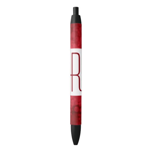Rode gespikkelde monogram zwarte inkt pen (Voorkant Verticaal)