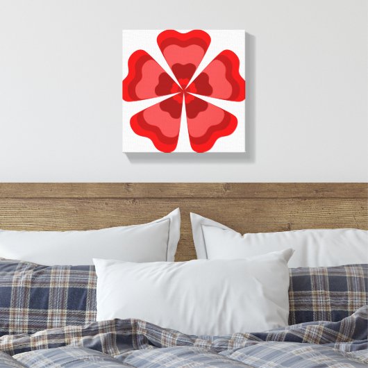 Rode gestileerde retro bloem canvas afdruk (Insitu (Slaapkamer))