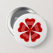 Rode gestileerde retro bloem ronde button 7,6 cm (Voorkant /achterkant)