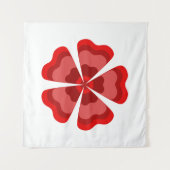 Rode gestileerde retro bloem wandkleed (Voorkant (horizontaal))