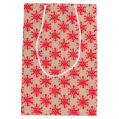 Rode gestippelde sterren op taupe medium cadeauzakje (Achterkant)