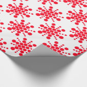 Rode gestippelde sterren op wit cadeaupapier (Hoek)