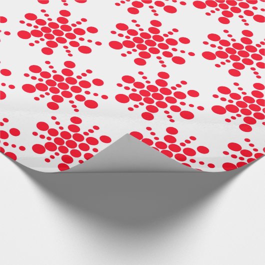 Rode gestippelde sterren op wit cadeaupapier (Hoek)