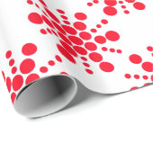Rode gestippelde sterren op wit cadeaupapier (Rol Hoek)