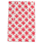 Rode gestippelde sterren op wit medium cadeauzakje (Achterkant)