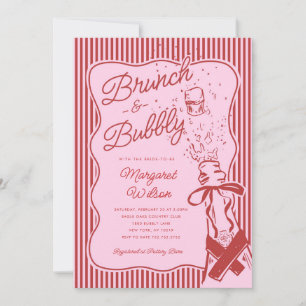 Rode gestreepte boog brunch en bubbels bruidsuitno kaart